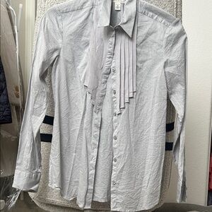 Banana Republic Gray Striped button collar Shirt size petite 0p